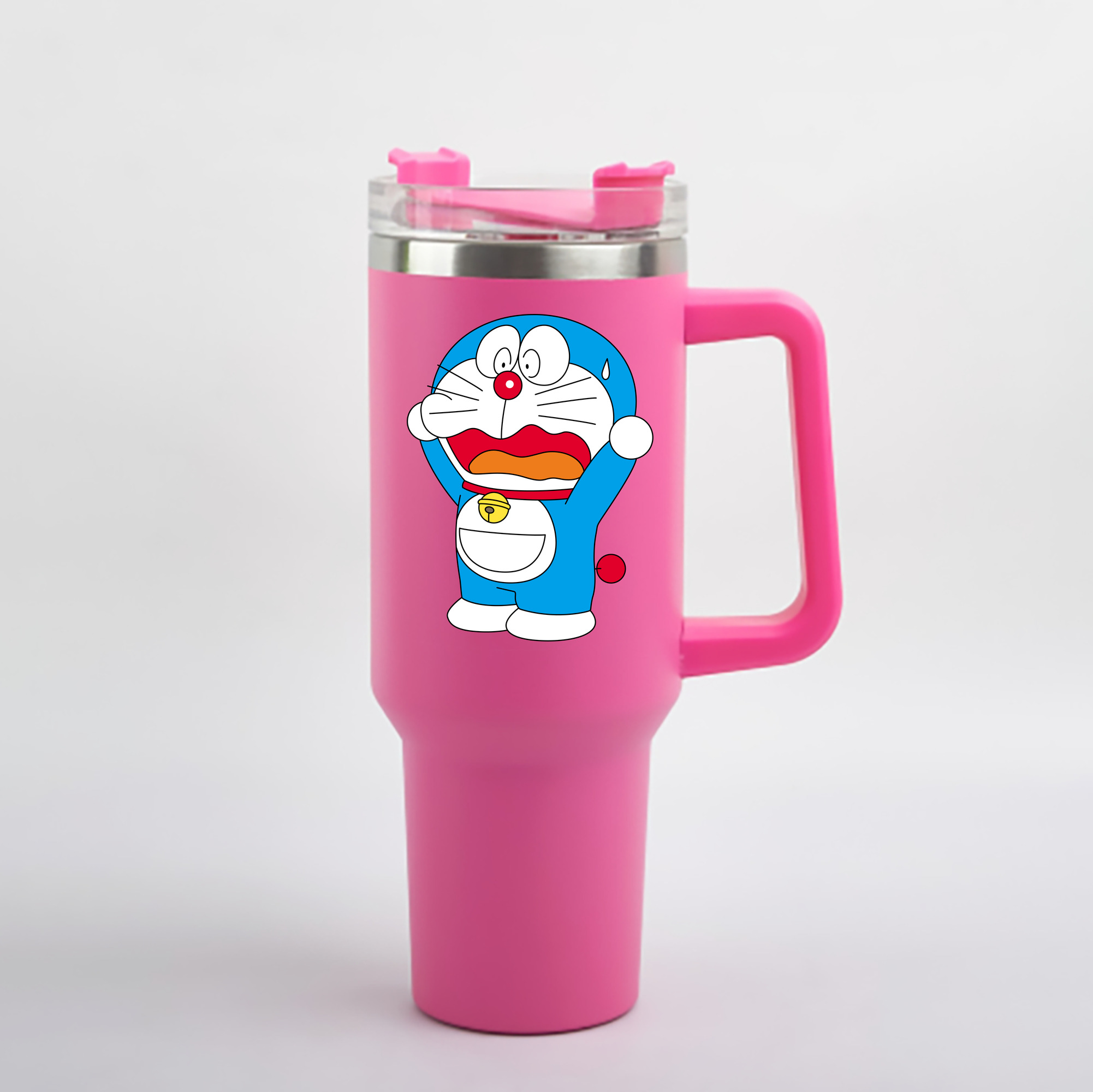 （画像用） ドラえもん Doraemon 1200mL車用タンブラー - クリスタルステッカー（プラスチックストロー付き）